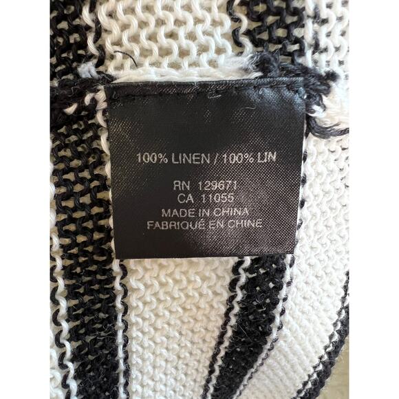 360 Sweater Linen Loose Knit White and Black Stripe Pullover Hooded Sweater XS - Picture 7 of 8